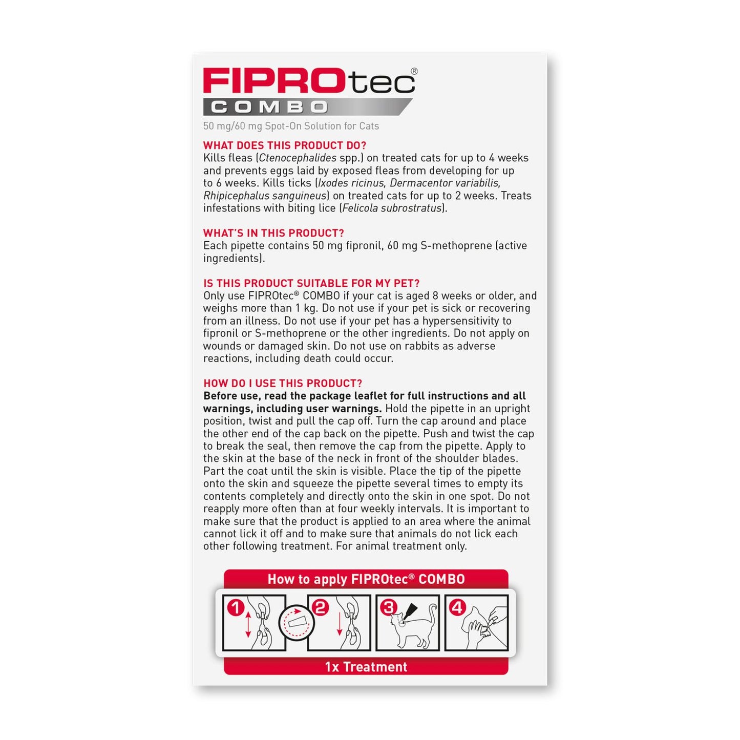 Beaphar FIPROtec® COMBO Spot On For Cats (3 Treatments)