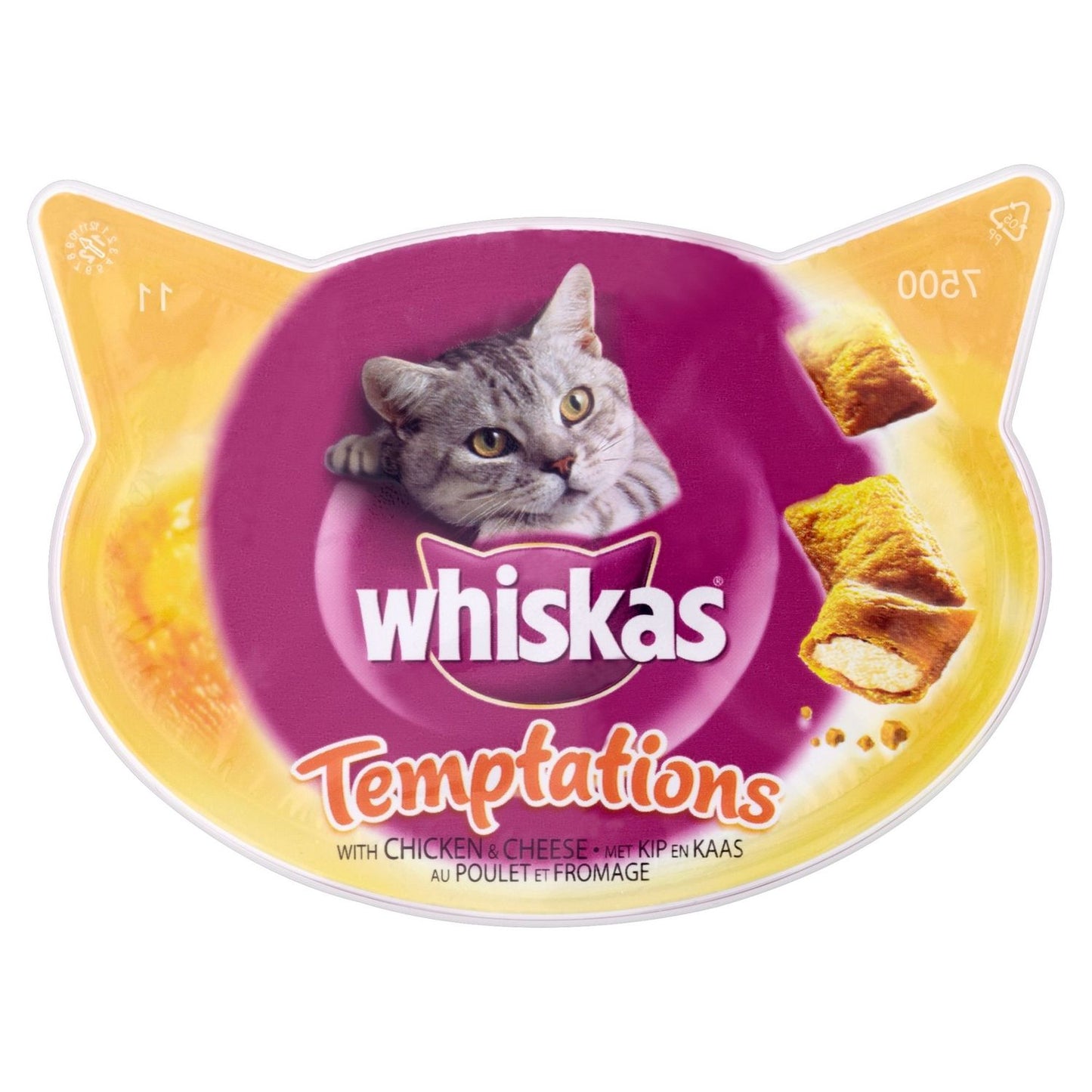 8 X Whiskas Temptations Chicken & Cheese Cat Treats 60g