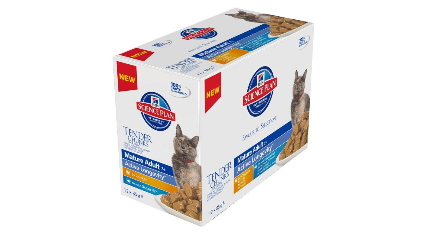 12 X 85g Hill's Science Plan Feline Chunks & Gravy Mature Adult Pouch Multipack