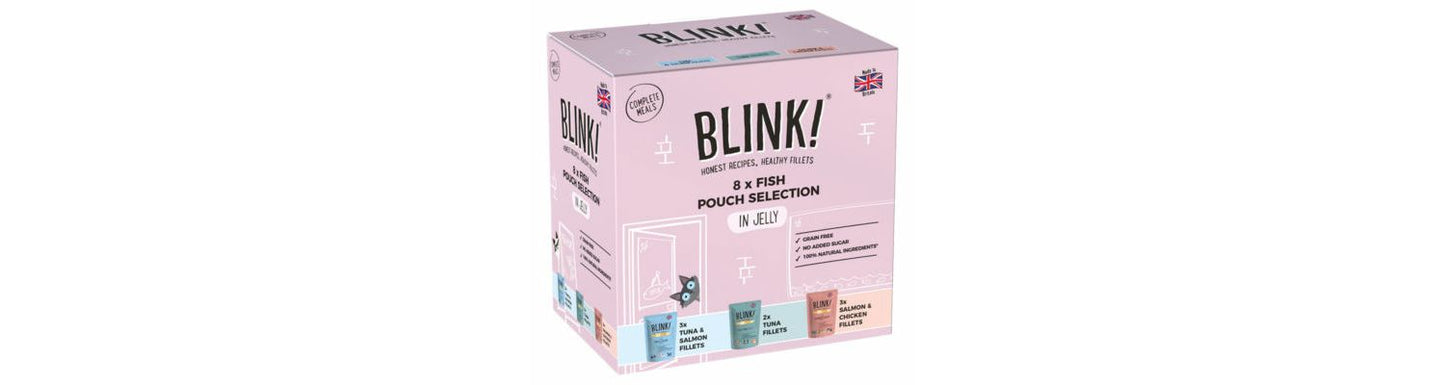 Blink! Wet Cat Food Fish Selection In Jelly Multipack Pouches