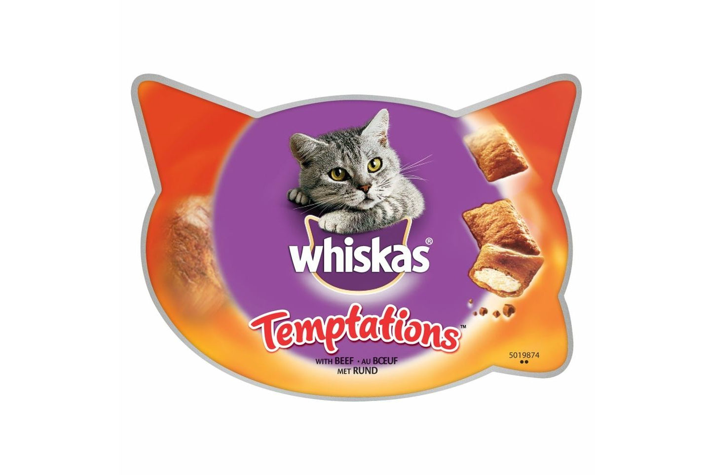 8 X Whiskas Temptations Beef Cat Treats 60g