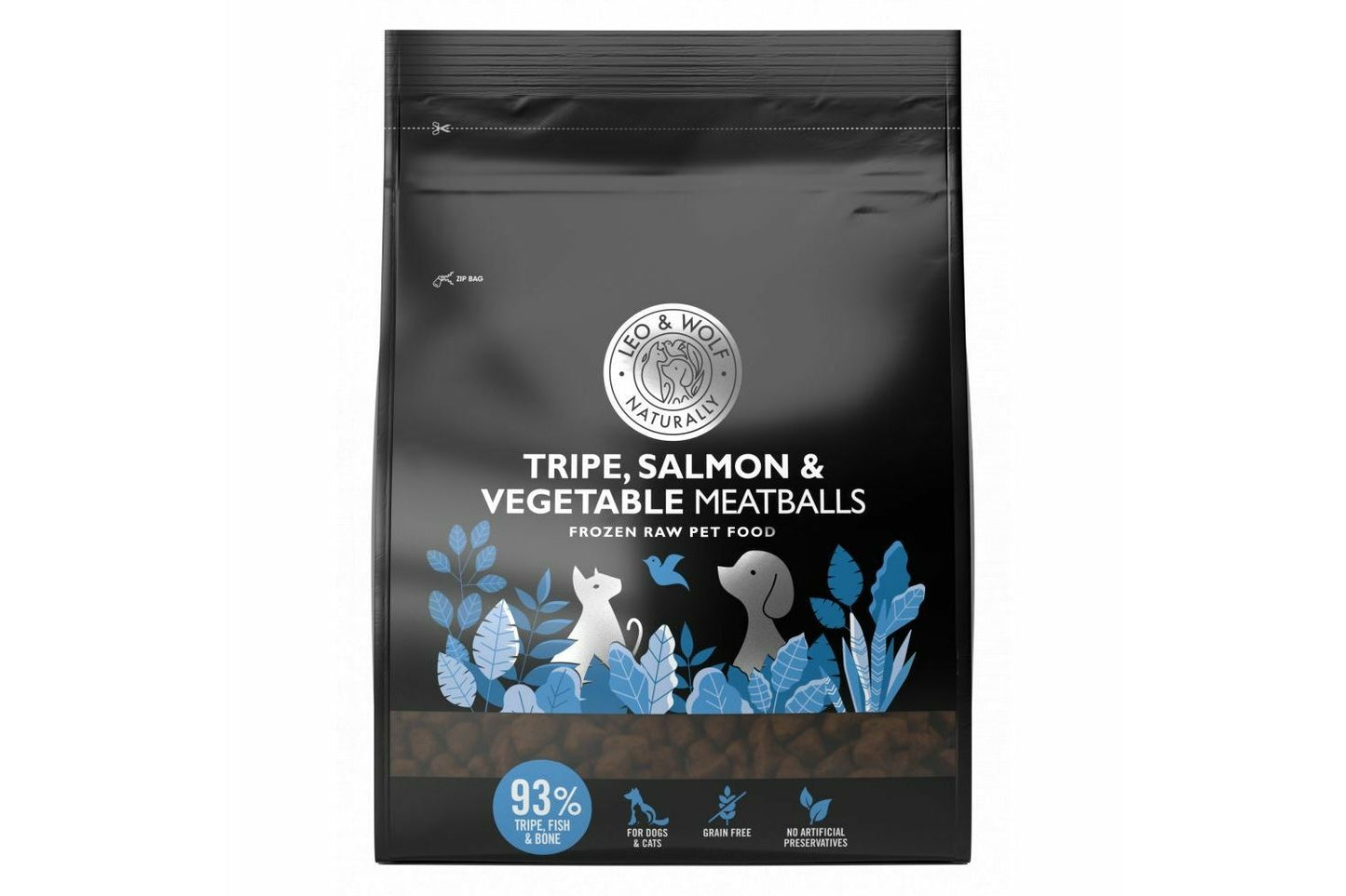 Leo & Wolf Dog Tripe, Salmon & Vegetable Meatballs 1kg