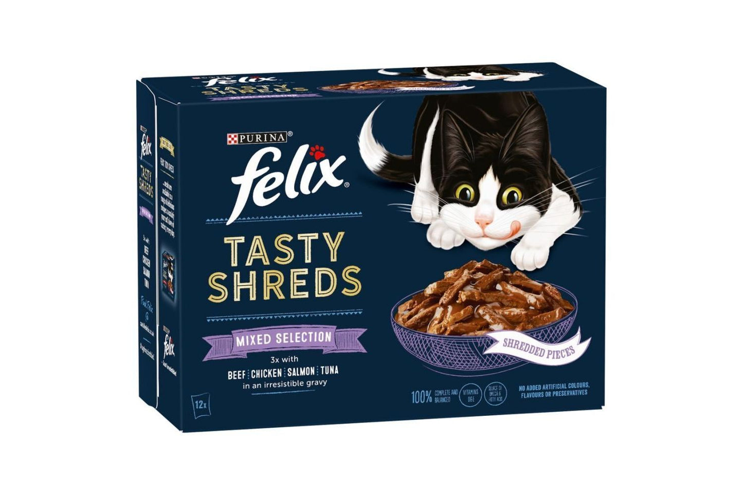 Felix Tasty Shreds Mixed Selection In Gravy Wet Cat Food 12 X 80g