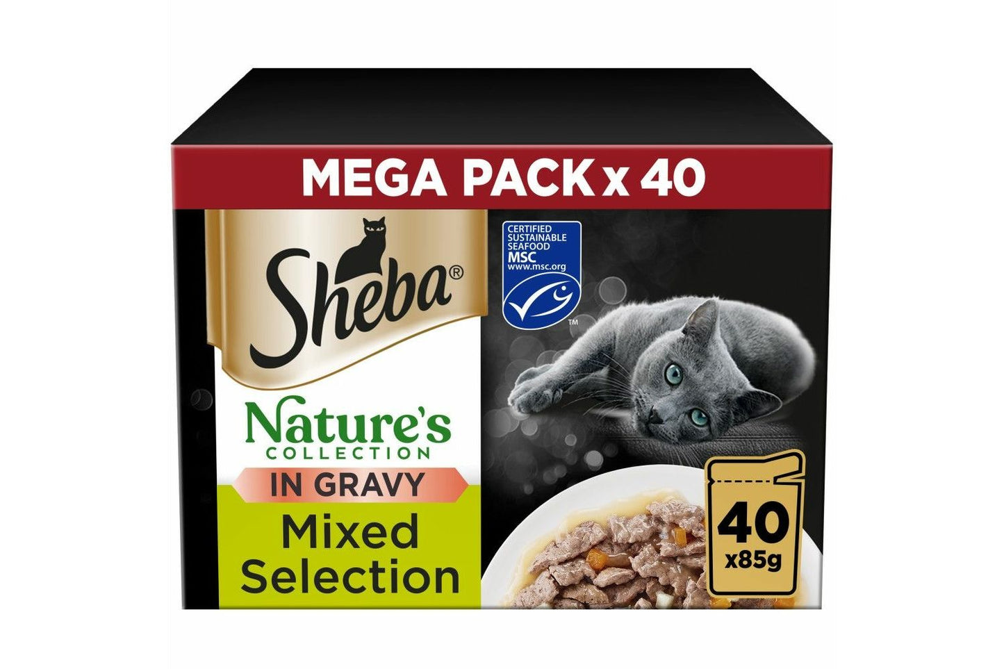 Sheba Natures Collection Cat Food Pouch Mixed Selection In Gravy 40 X 85g