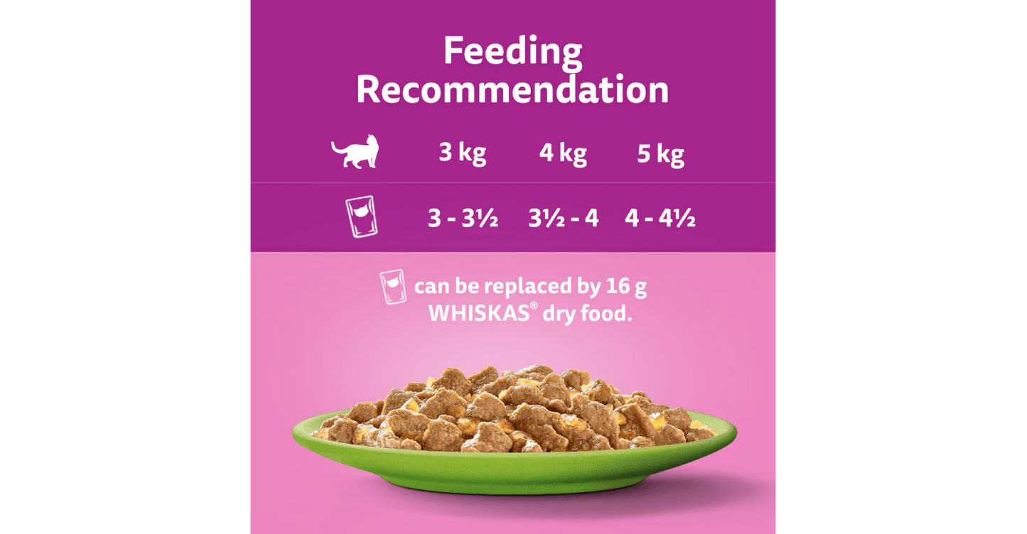 40 X Whiskas 1+ Adult Pouches Mixed Menu In Jelly Wet Cat Food 85g