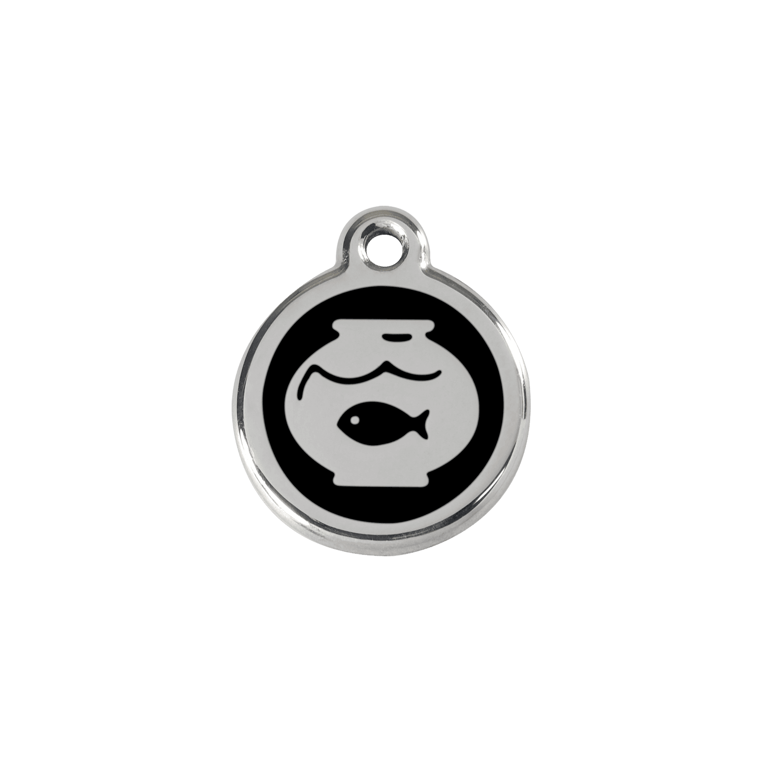 Red Dingo Stainless Steel Engraved Cat Tag Fish Bowl Black