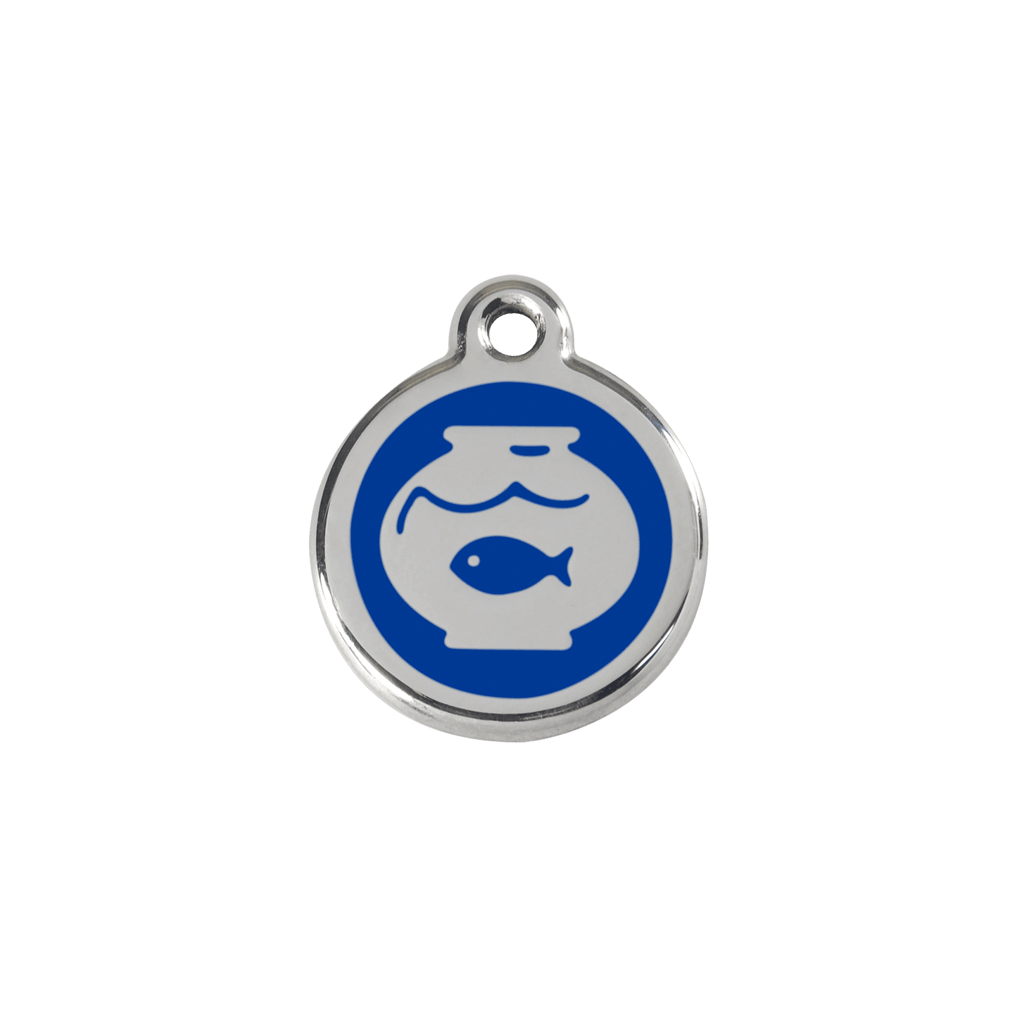  Red Dingo Stainless Steel Engraved Cat Tag Fish Bowl Navy