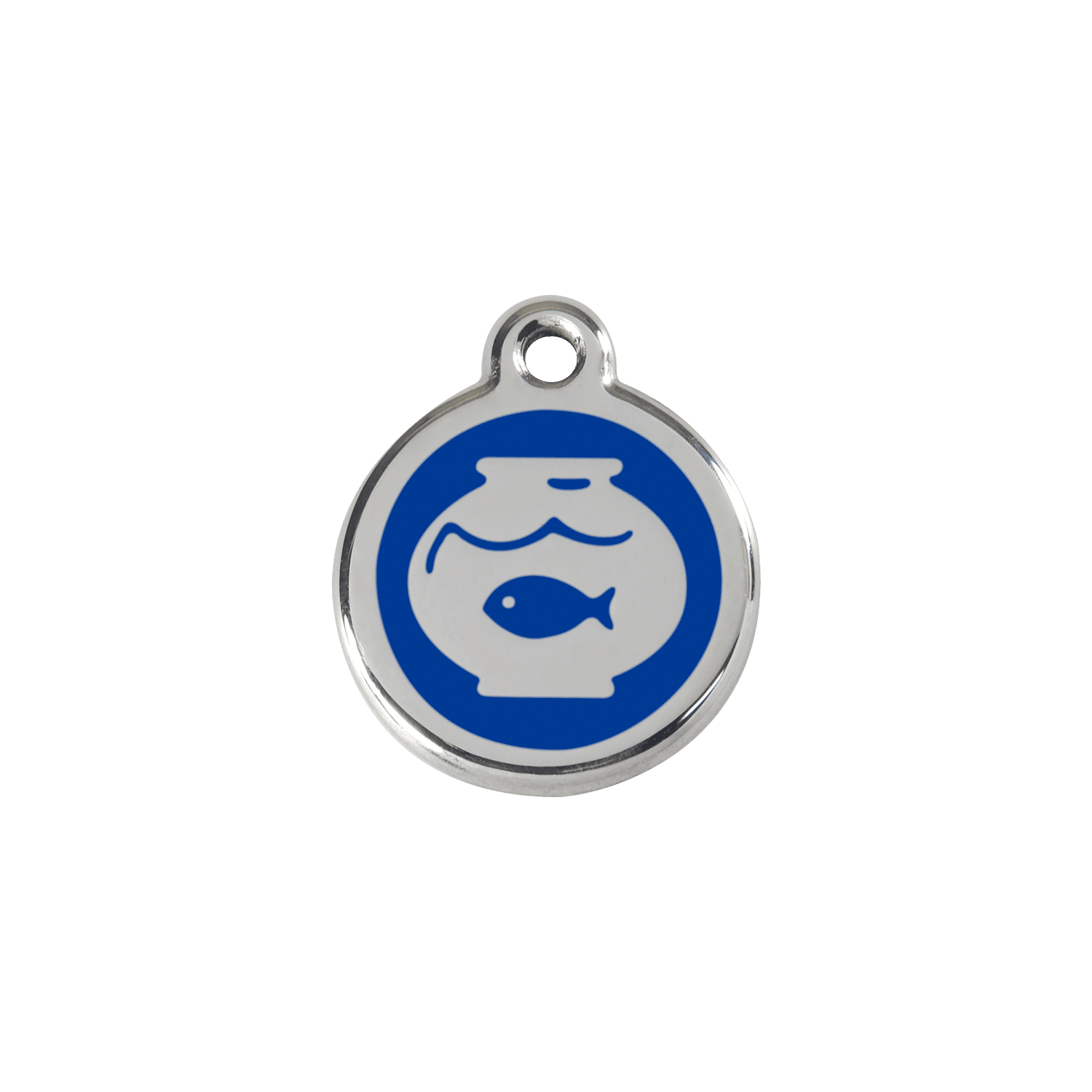  Red Dingo Stainless Steel Engraved Cat Tag Fish Bowl Navy