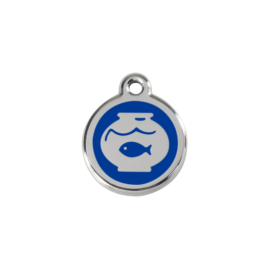  Red Dingo Stainless Steel Engraved Cat Tag Fish Bowl Navy