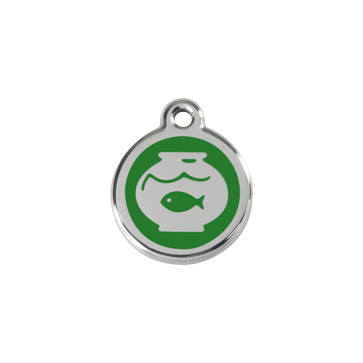  Red Dingo Stainless Steel Engraved Cat Tag Fish Bowl Green