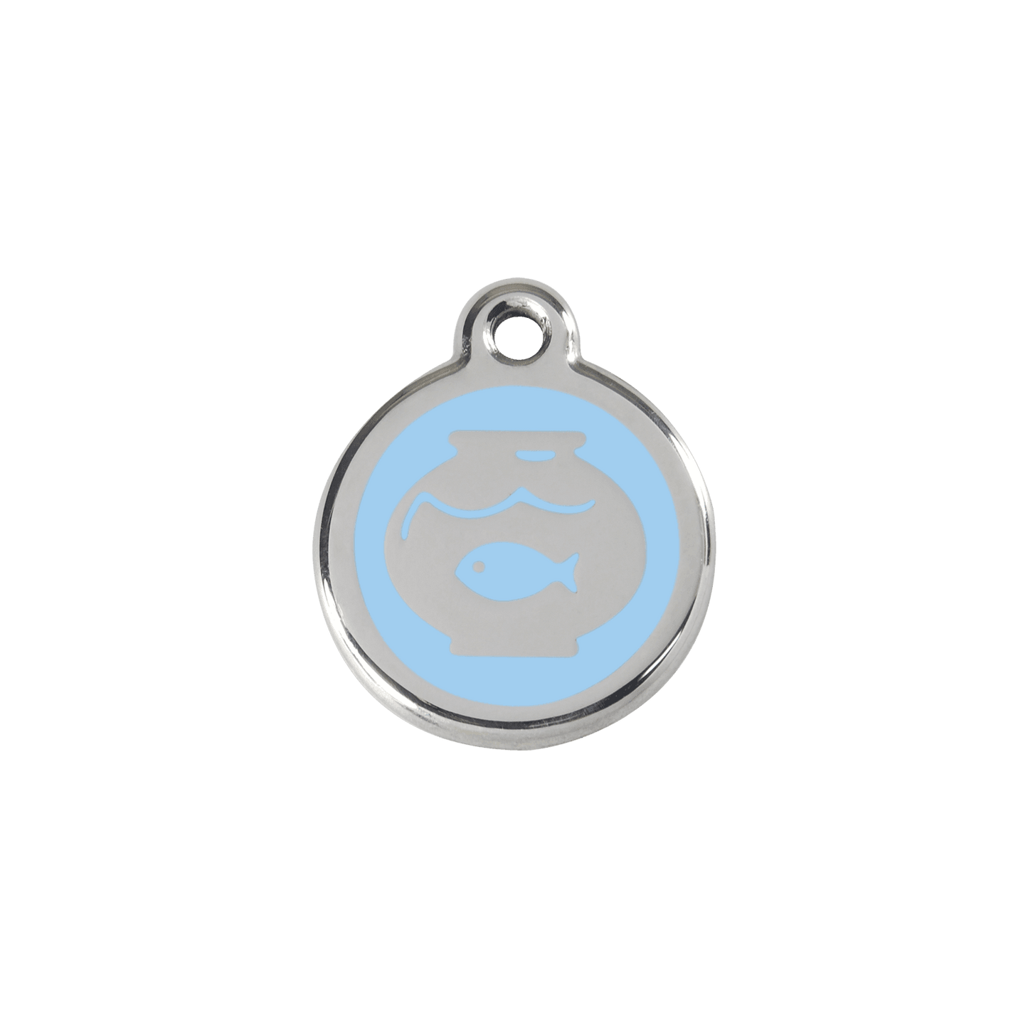  Red Dingo Stainless Steel Engraved Cat Tag Fish Bowl Light Blue