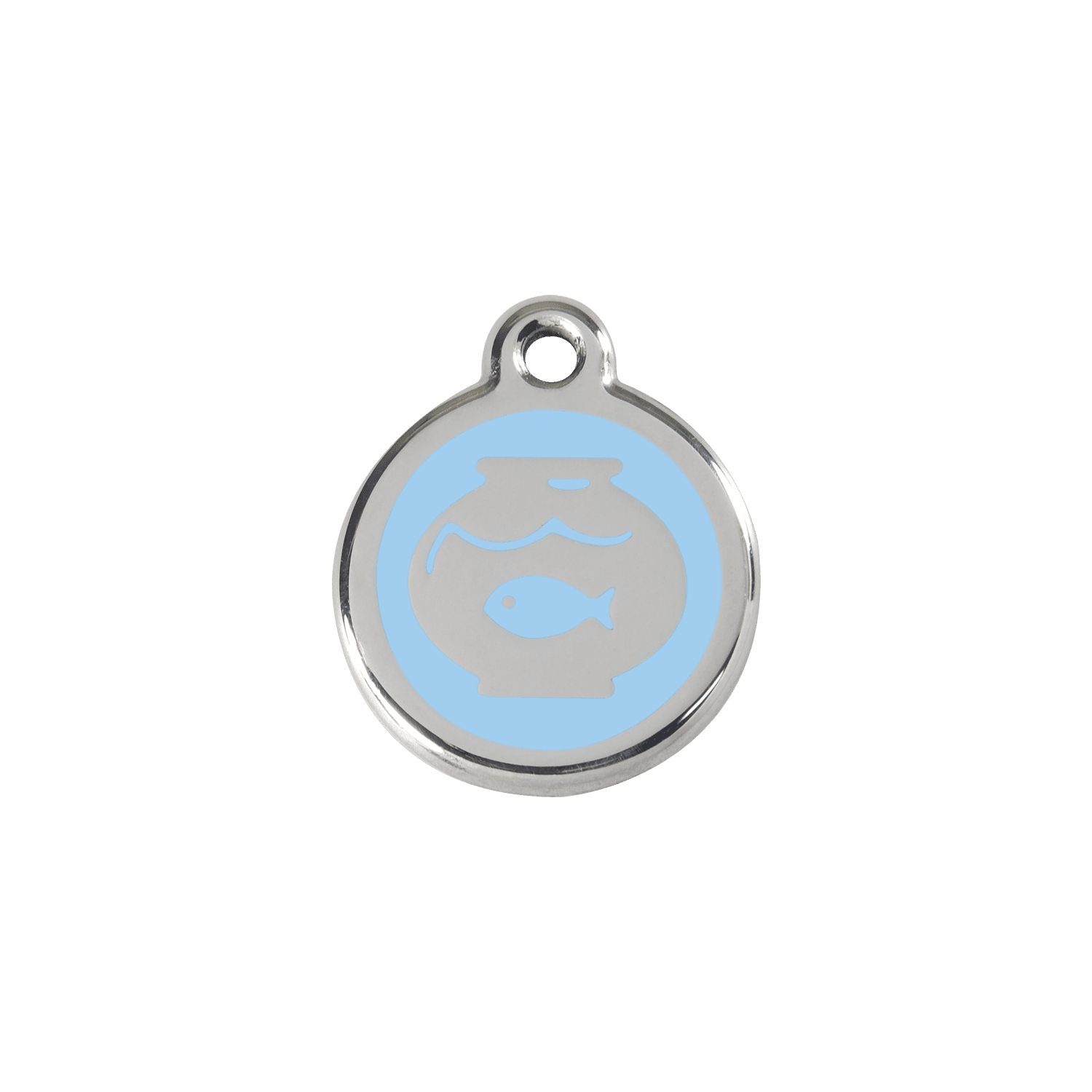 Red Dingo Stainless Steel Engraved Cat Tag Fish Bowl Light Blue