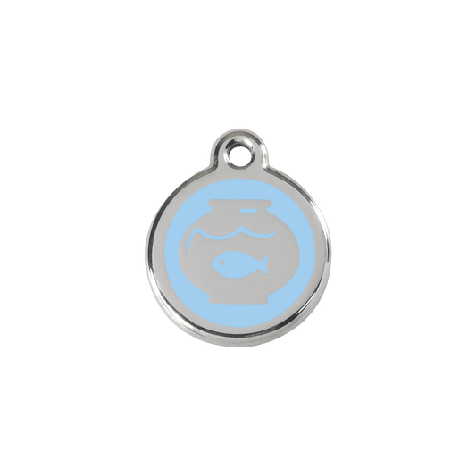  Red Dingo Stainless Steel Engraved Cat Tag Fish Bowl Light Blue