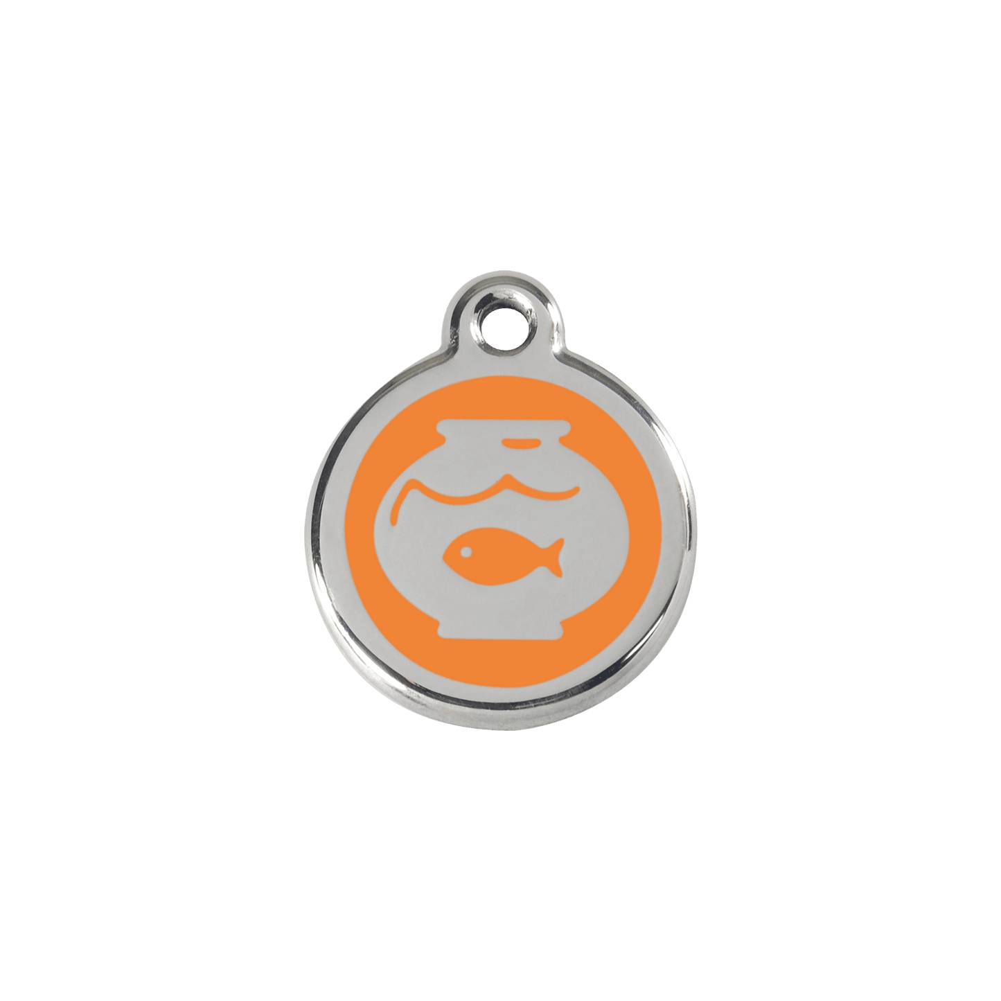  Red Dingo Stainless Steel Engraved Cat Tag Fish Bowl Orange
