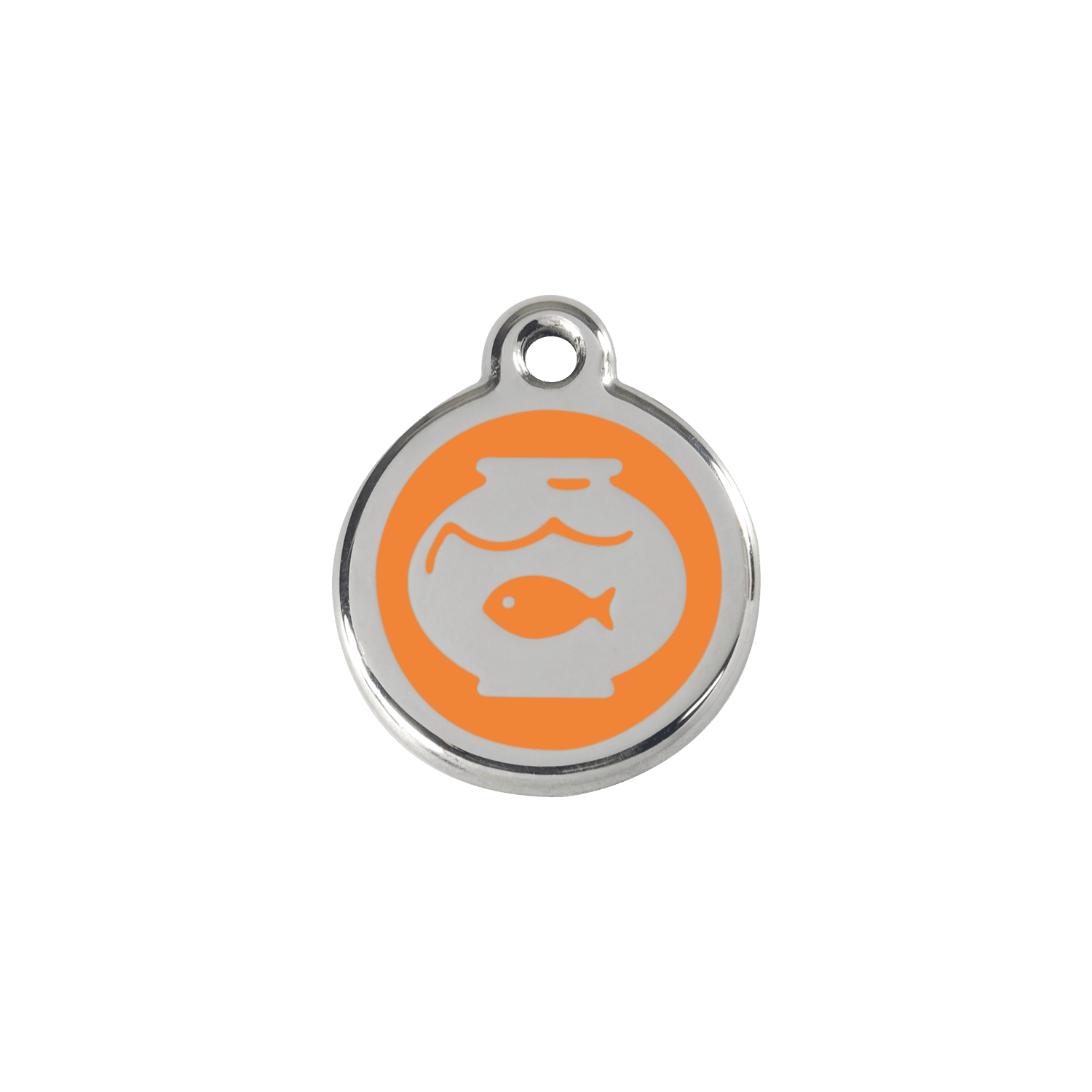  Red Dingo Stainless Steel Engraved Cat Tag Fish Bowl Orange