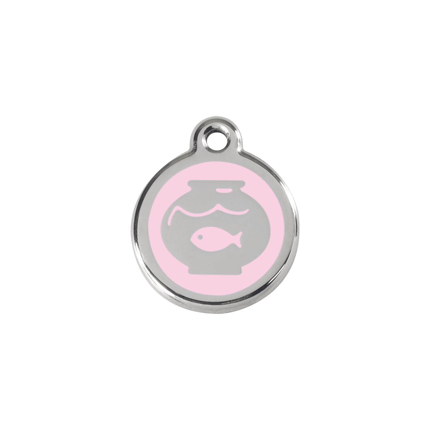  Red Dingo Stainless Steel Engraved Cat Tag Fish Bowl Pink