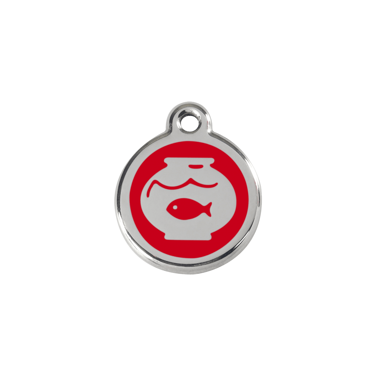  Red Dingo Stainless Steel Engraved Cat Tag Fish Bowl Red