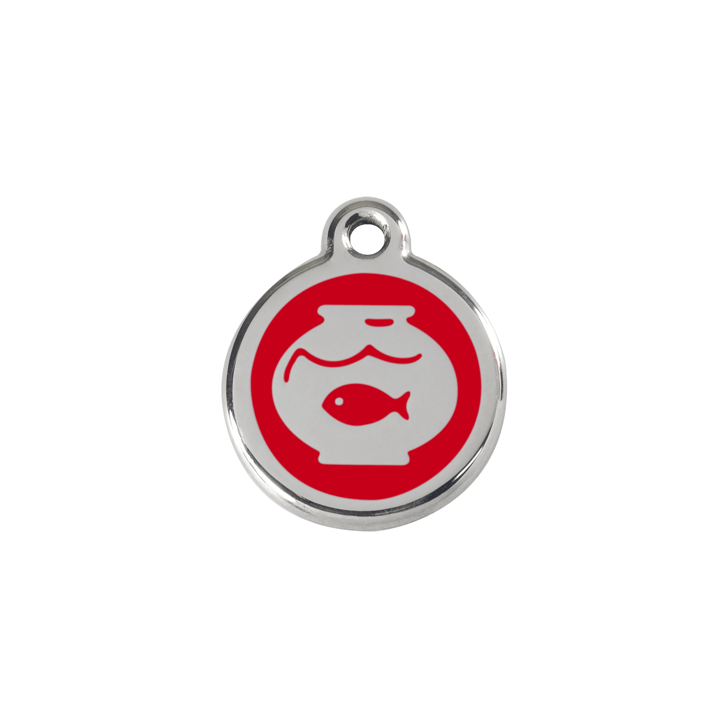  Red Dingo Stainless Steel Engraved Cat Tag Fish Bowl Red