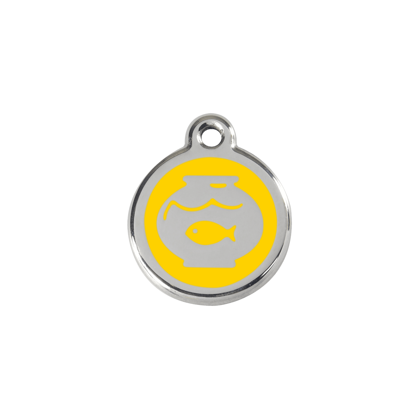  Red Dingo Stainless Steel Engraved Cat Tag Fish Bowl Yellow