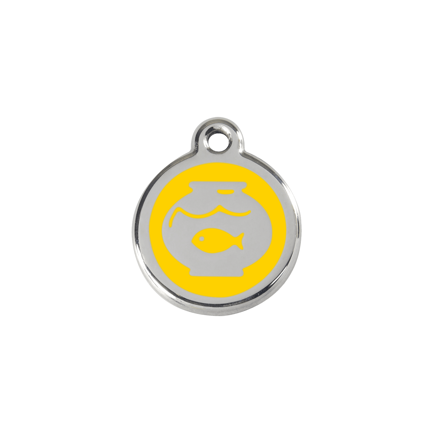  Red Dingo Stainless Steel Engraved Cat Tag Fish Bowl Yellow