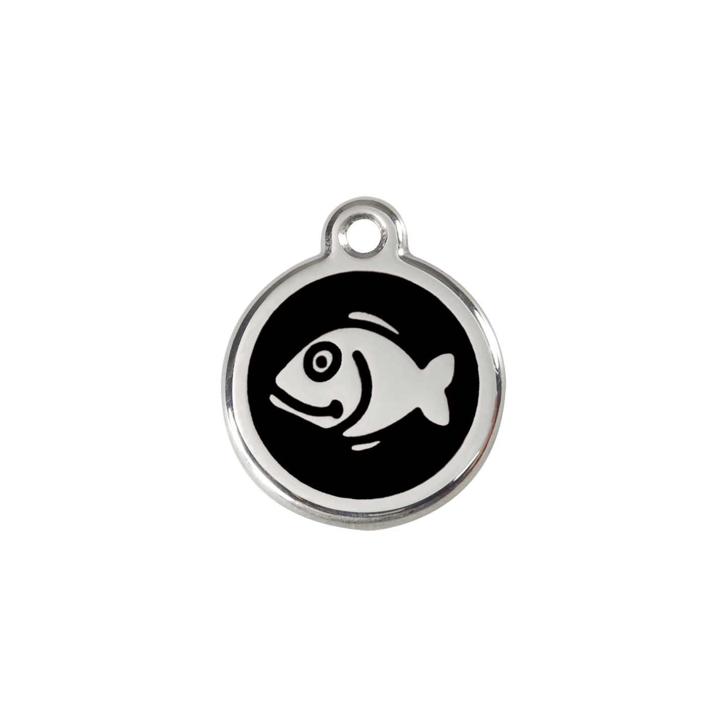  Red Dingo Stainless Steel Engraved Cat Tag Fish Black