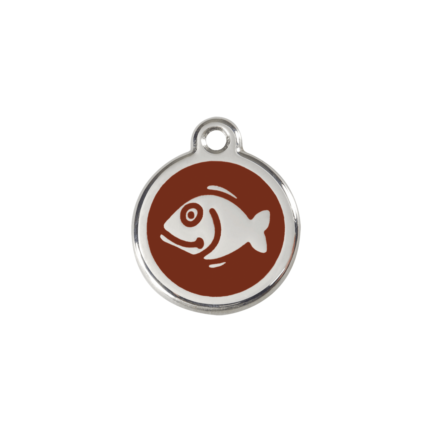  Red Dingo Stainless Steel Engraved Cat Tag Fish Brown