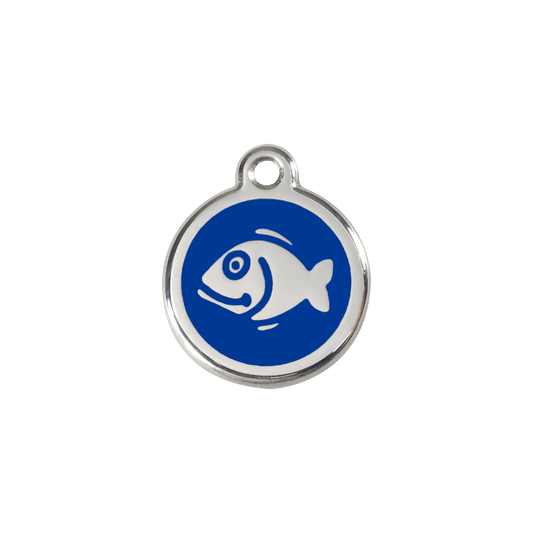  Red Dingo Stainless Steel Engraved Cat Tag Fish Navy