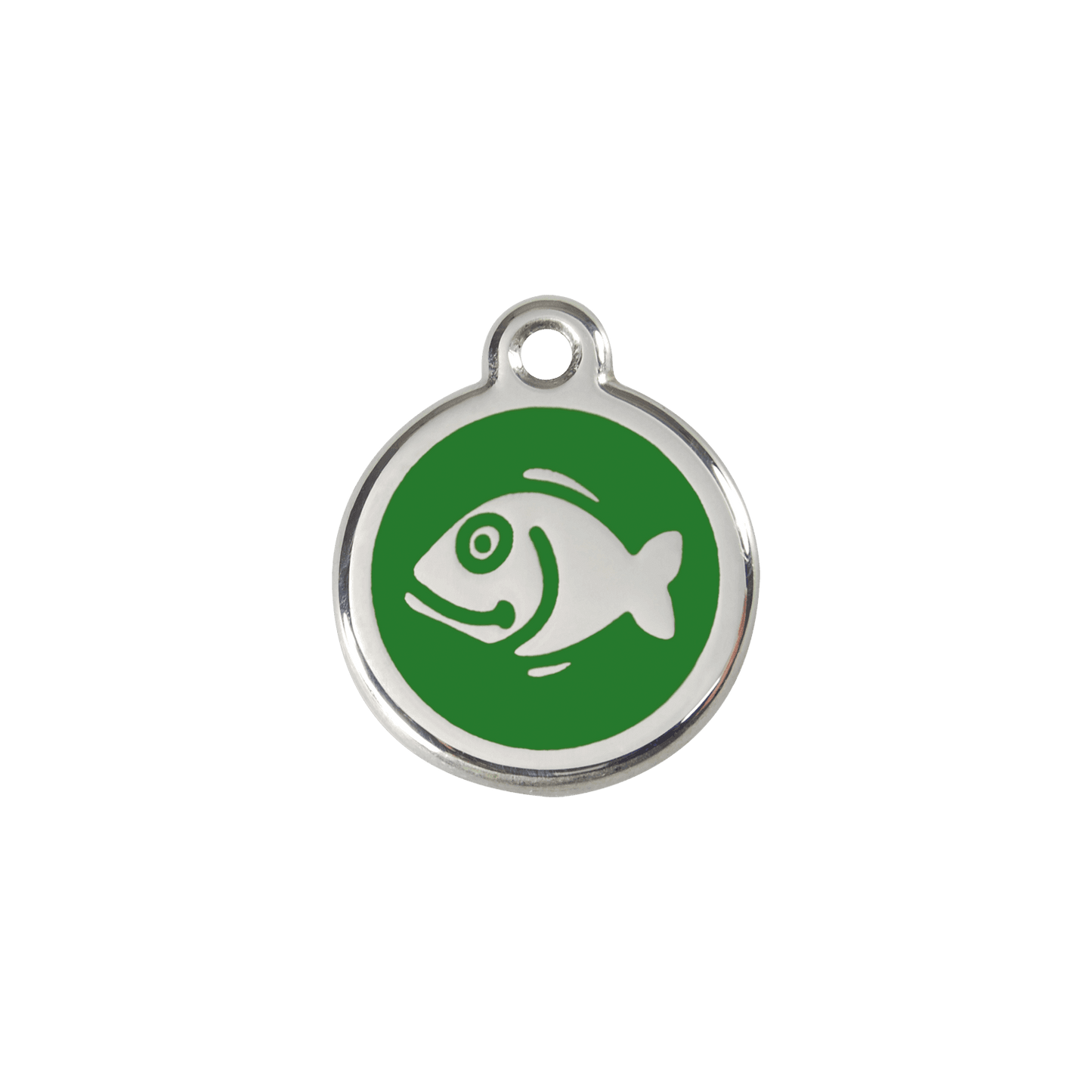  Red Dingo Stainless Steel Engraved Cat Tag Fish Green