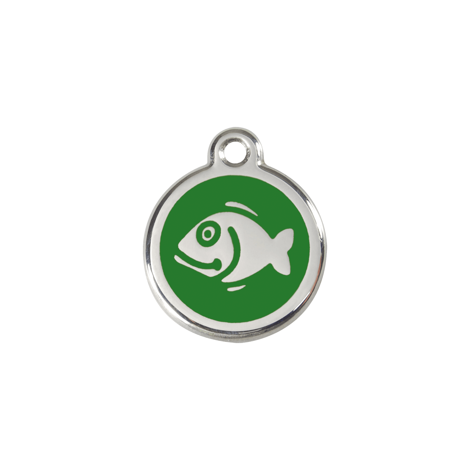  Red Dingo Stainless Steel Engraved Cat Tag Fish Green