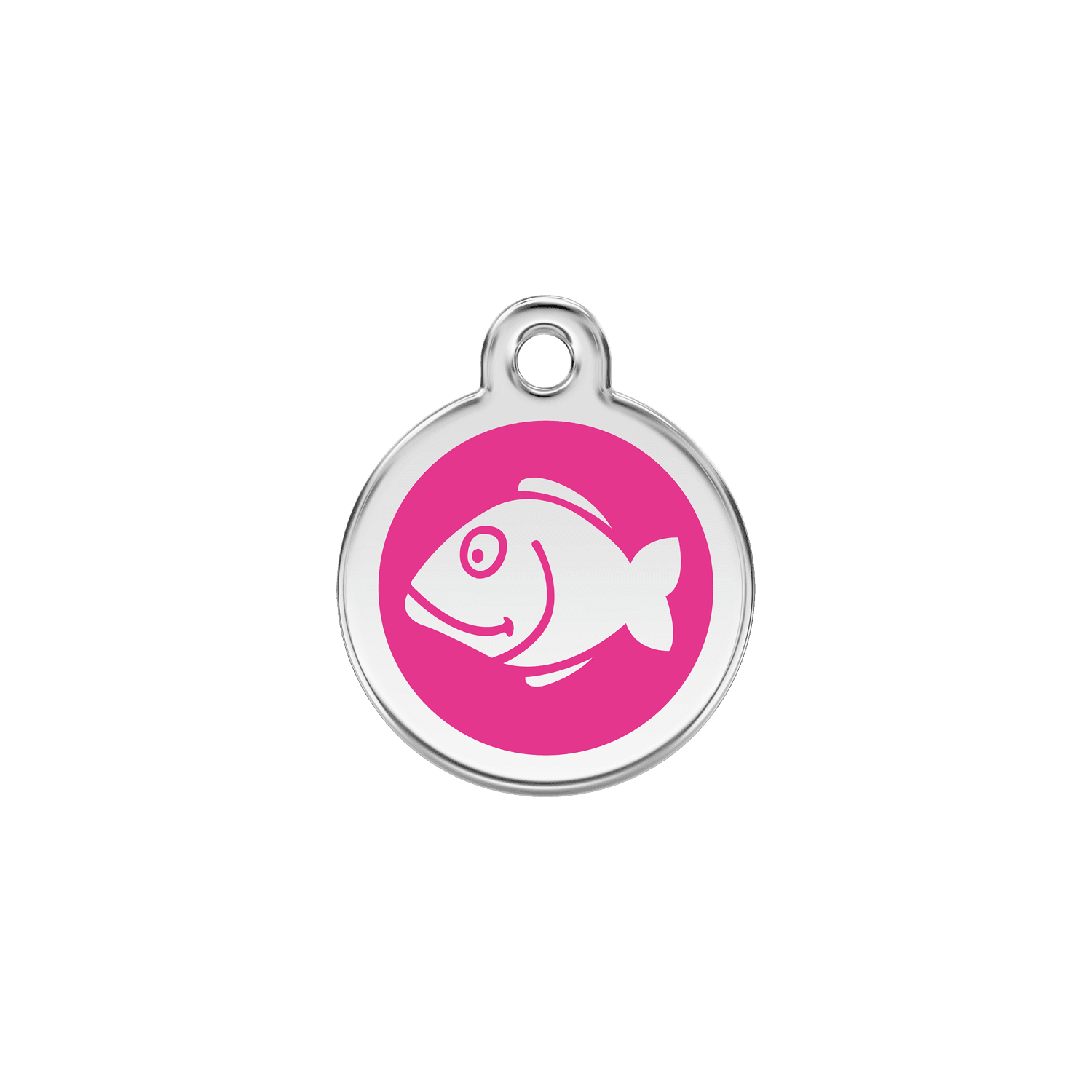  Red Dingo Stainless Steel Engraved Cat Tag Fish Hot Pink