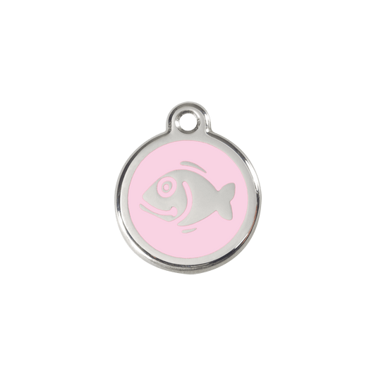  Red Dingo Stainless Steel Engraved Cat Tag Fish Pink
