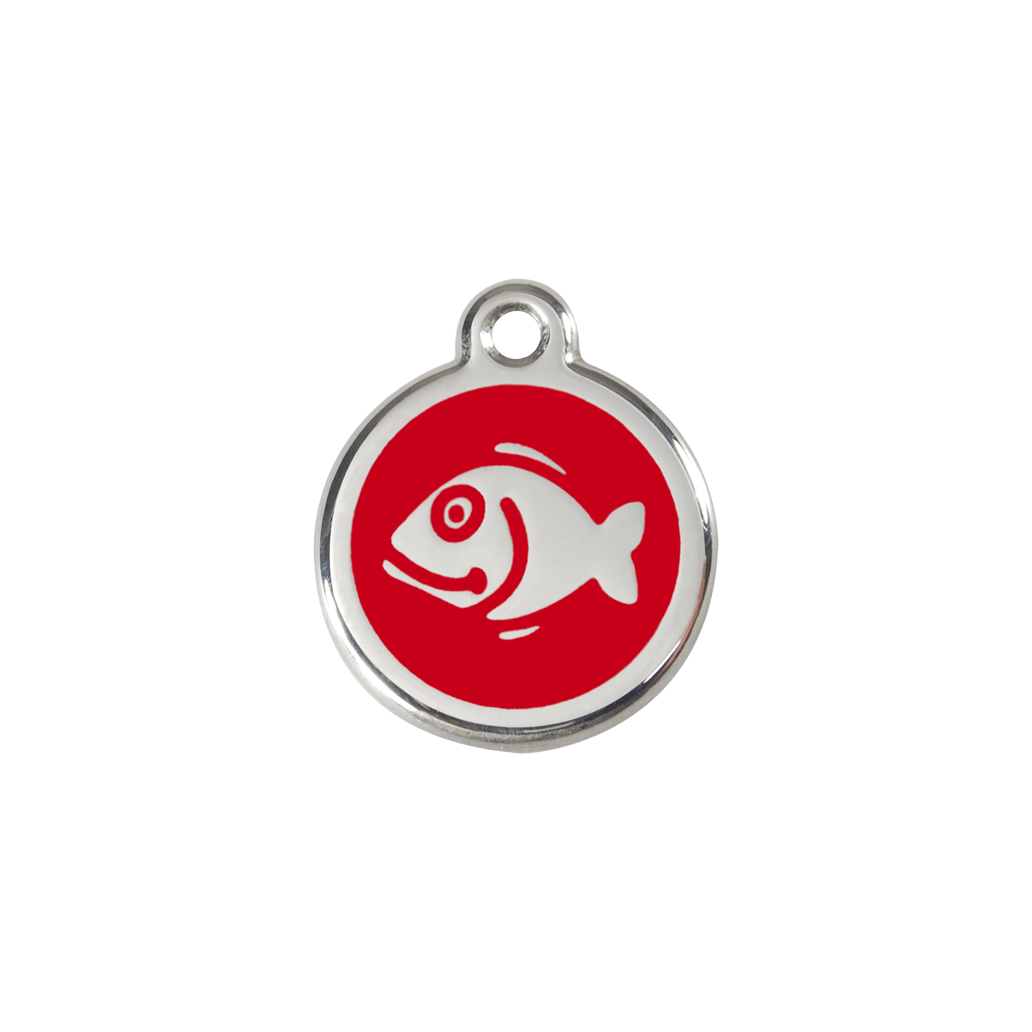  Red Dingo Stainless Steel Engraved Cat Tag Fish Red