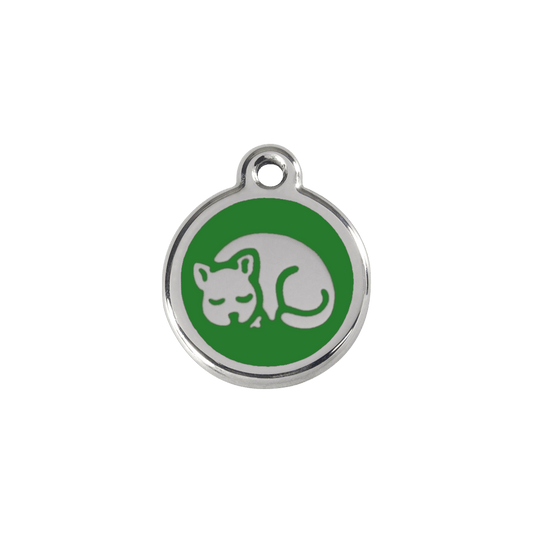  Red Dingo Stainless Steel Engraved Cat Tag Kitten Green
