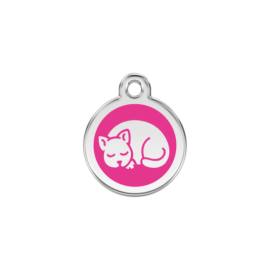  Red Dingo Stainless Steel Engraved Cat Tag Kitten Hot Pink