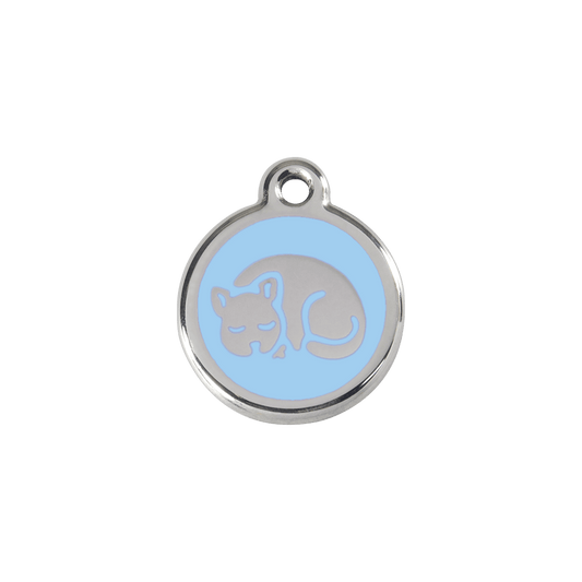  Red Dingo Stainless Steel Engraved Cat Tag Kitten Light Blue