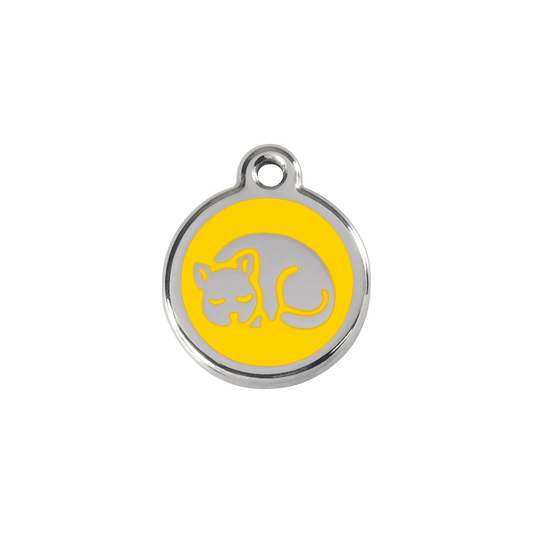  Red Dingo Stainless Steel Engraved Cat Tag Kitten Yellow