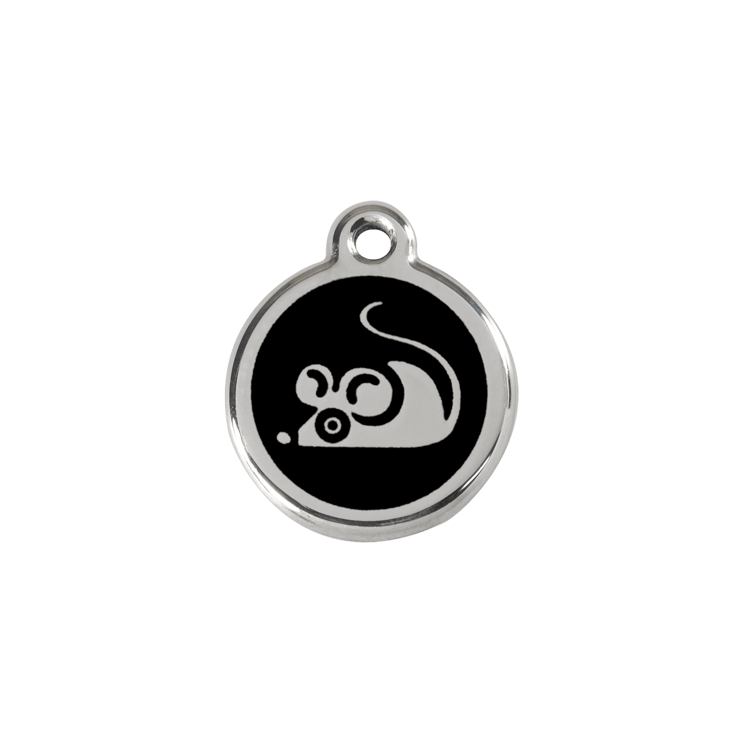  Red Dingo Stainless Steel Engraved Cat Tag Mouse Black