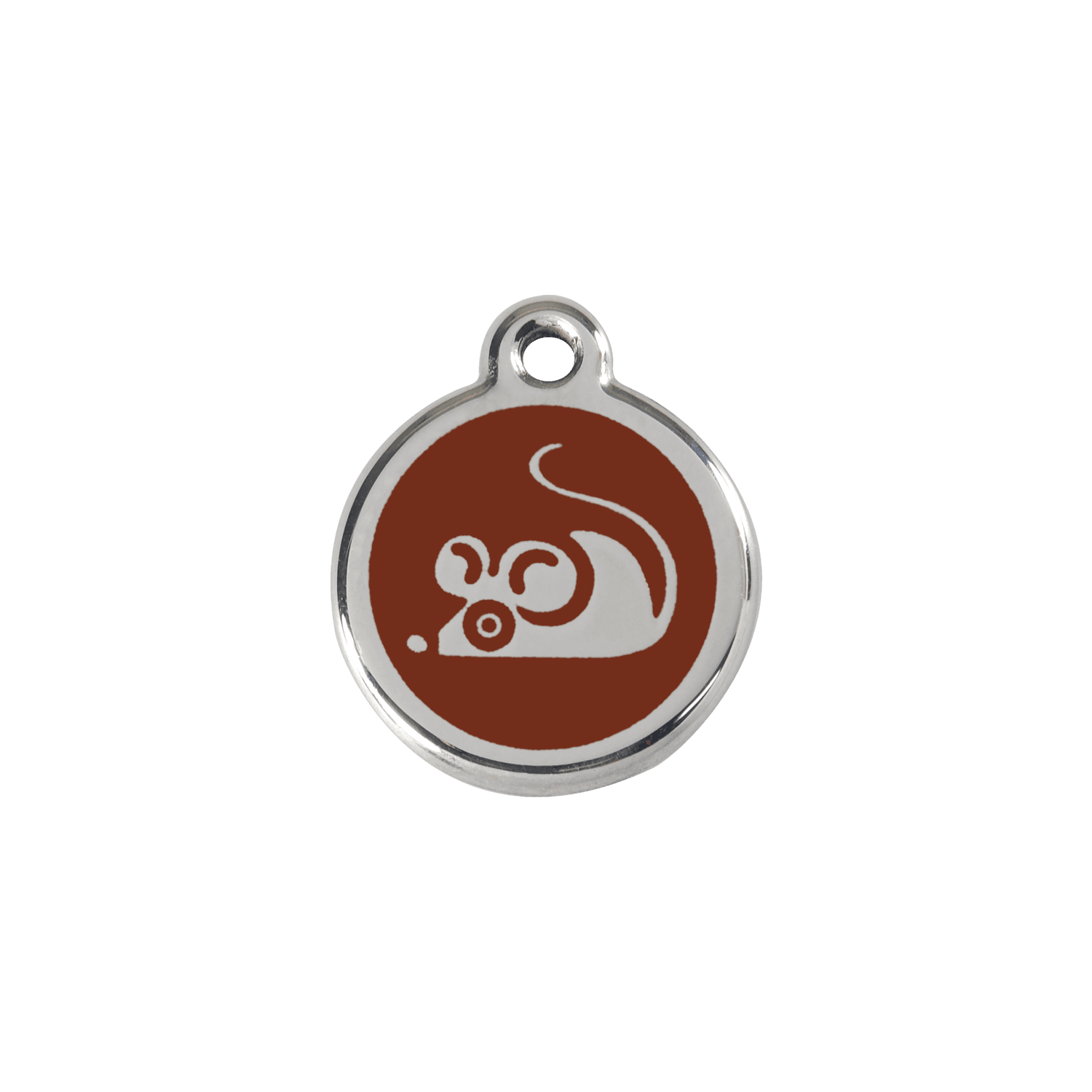  Red Dingo Stainless Steel Engraved Cat Tag Mouse Brown