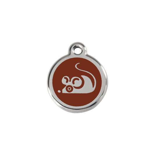  Red Dingo Stainless Steel Engraved Cat Tag Mouse Brown
