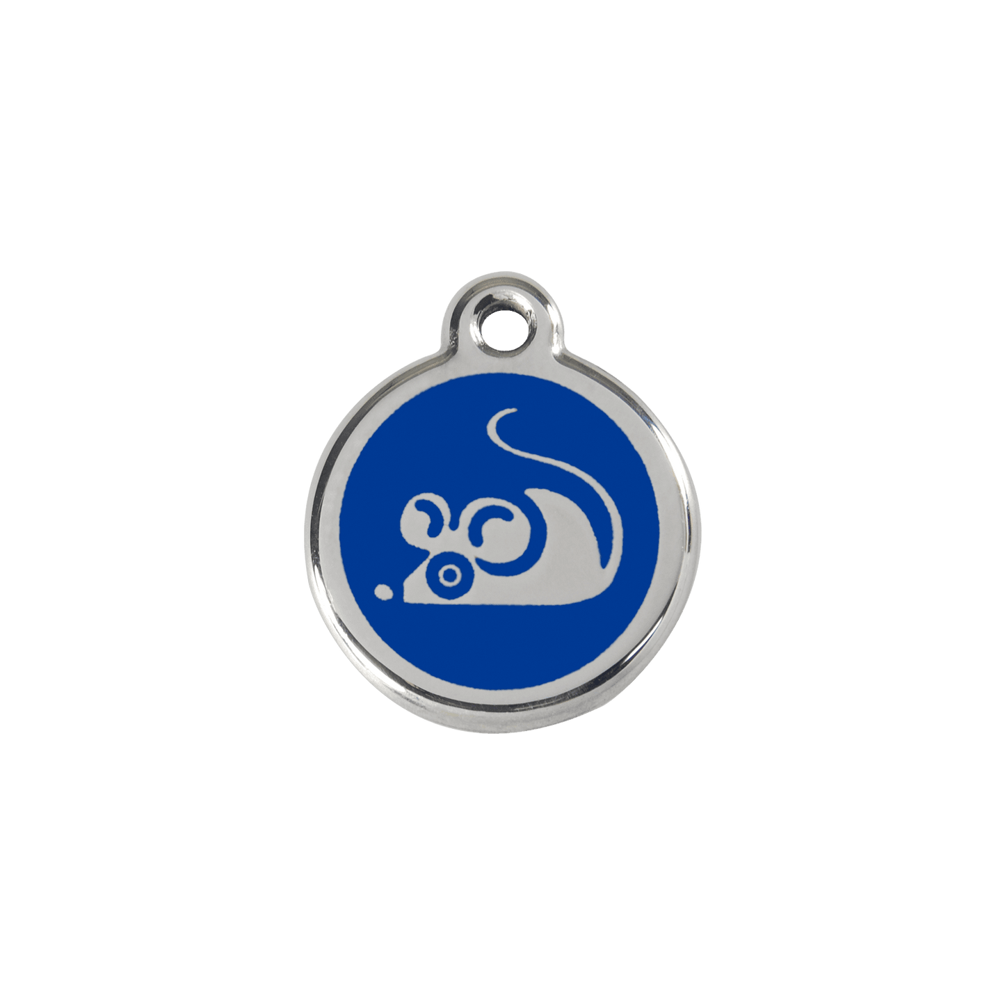  Red Dingo Stainless Steel Engraved Cat Tag Mouse Navy