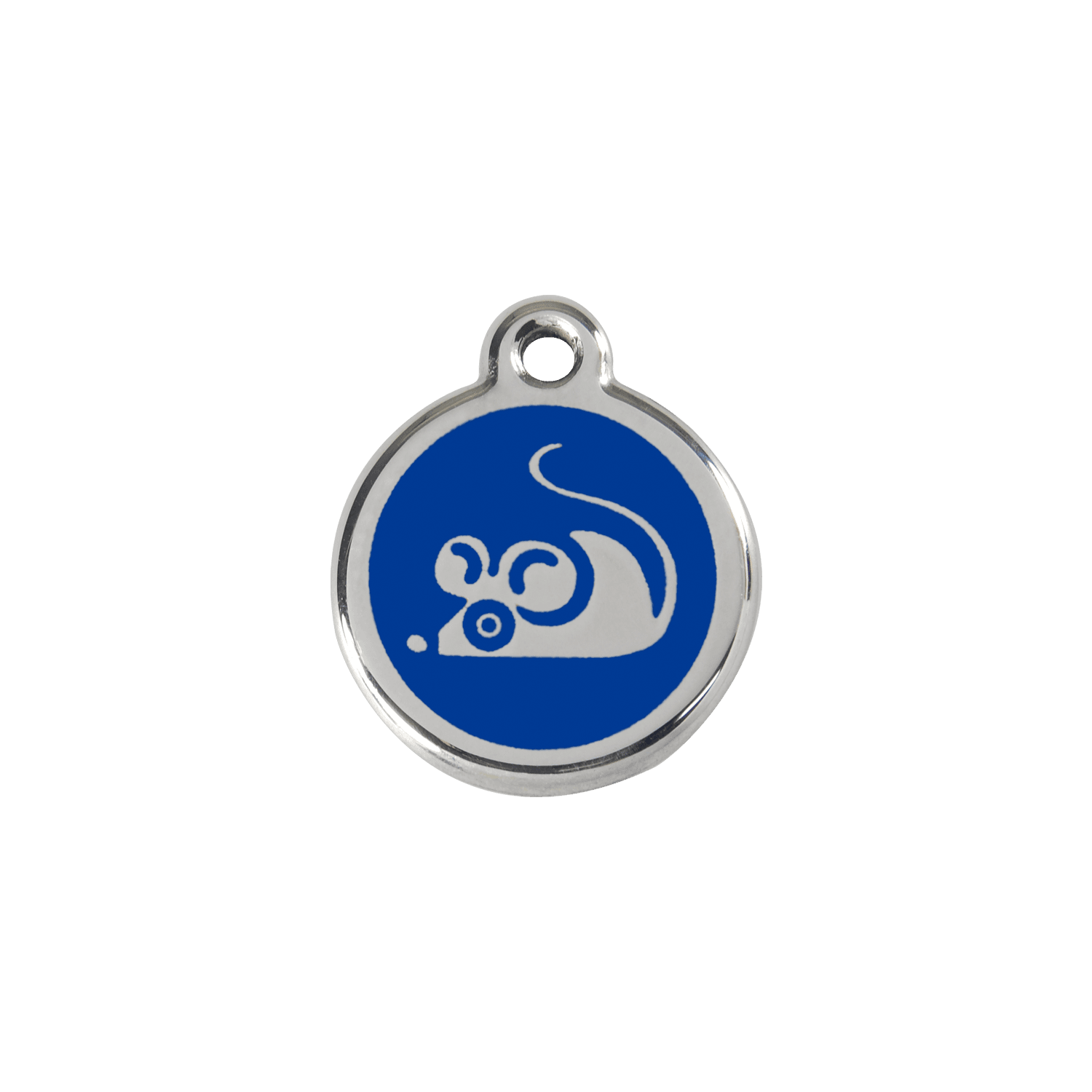  Red Dingo Stainless Steel Engraved Cat Tag Mouse Navy