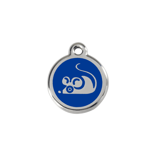  Red Dingo Stainless Steel Engraved Cat Tag Mouse Navy