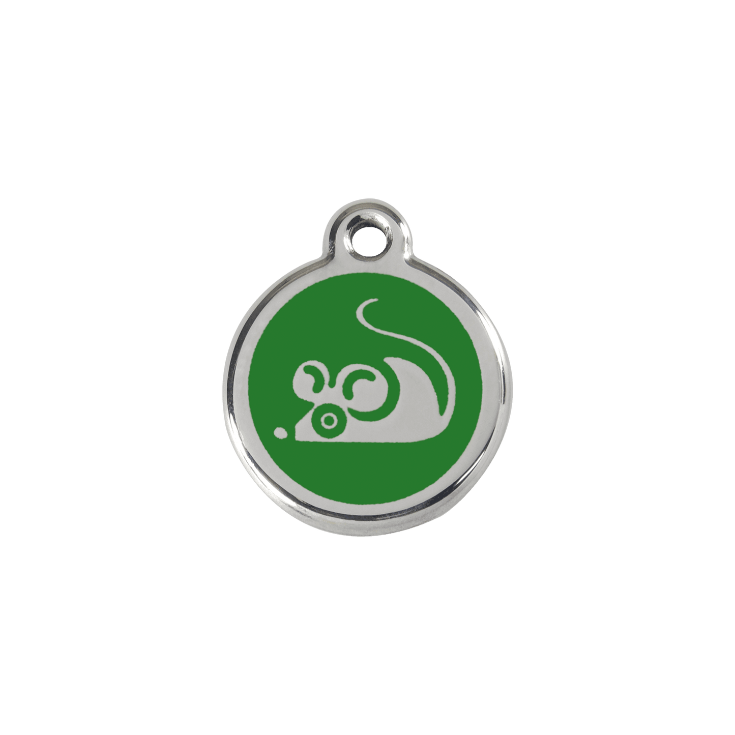  Red Dingo Stainless Steel Engraved Cat Tag Mouse Green