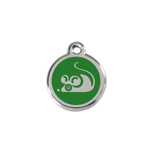  Red Dingo Stainless Steel Engraved Cat Tag Mouse Green