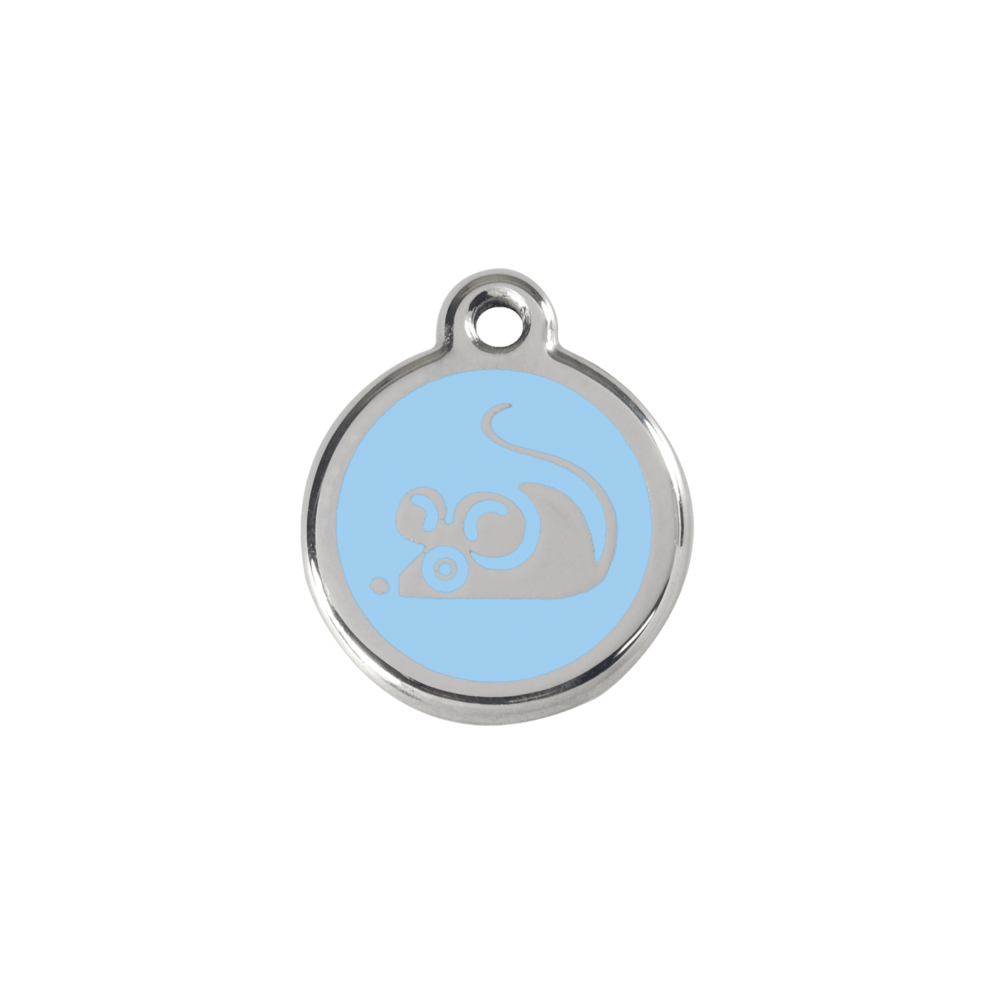 Red Dingo Stainless Steel Engraved Cat Tag Mouse Light Blue