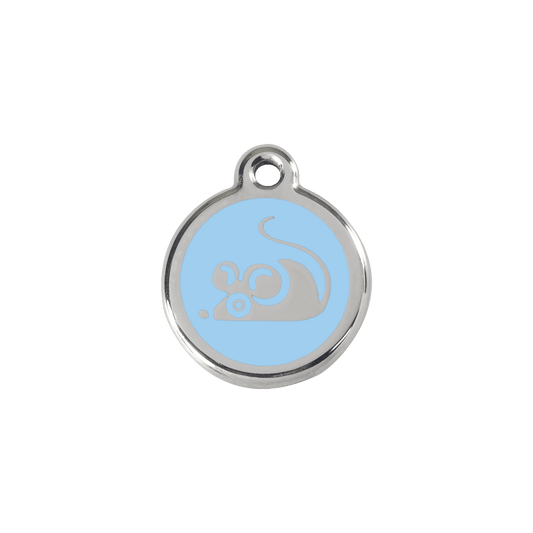  Red Dingo Stainless Steel Engraved Cat Tag Mouse Light Blue