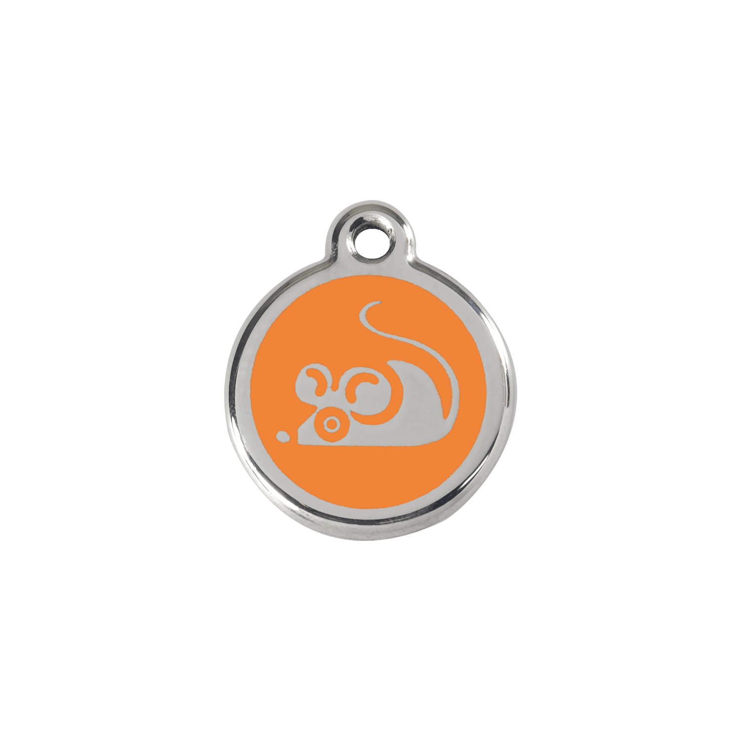  Red Dingo Stainless Steel Engraved Cat Tag Mouse Orange