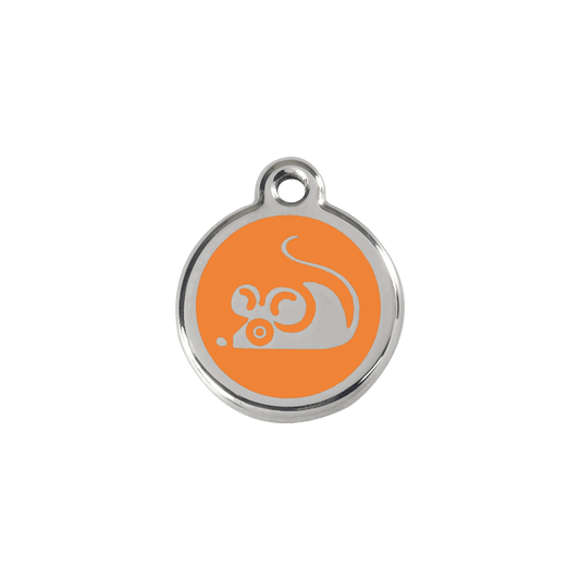  Red Dingo Stainless Steel Engraved Cat Tag Mouse Orange