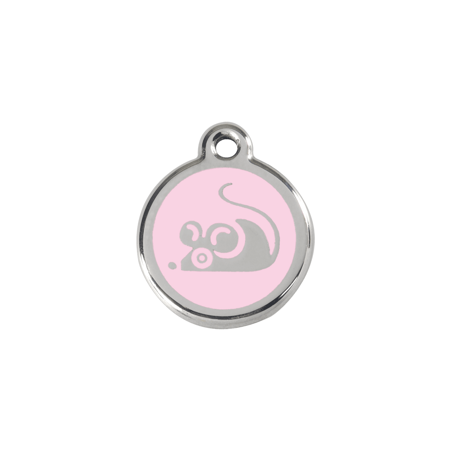  Red Dingo Stainless Steel Engraved Cat Tag Mouse Pink