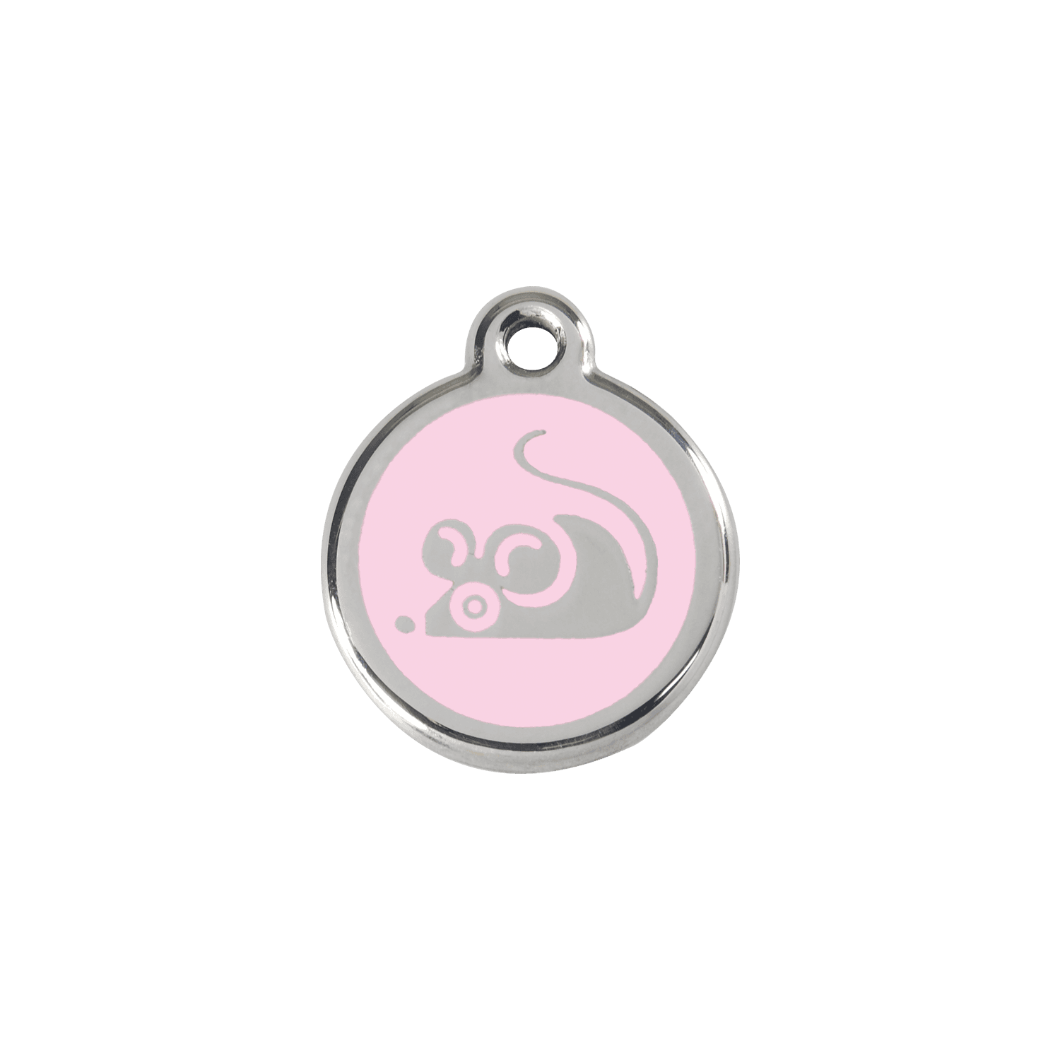  Red Dingo Stainless Steel Engraved Cat Tag Mouse Pink